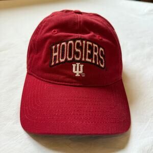 IU Hoosiers hat, NCAA brand, red w/ black/white embroidery, OS, EUC